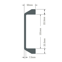 50-201-3SS MODULAR SOLUTIONS 180 BLACK NYLON PULLHANDLE STAINLESS STEEL HARDWARE 28MM X 196MM X 50MM